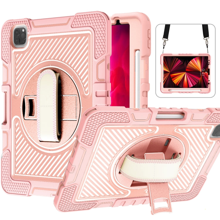 360 Degree Rotation Contrast Color Shockproof Silicone + PC Case with Holder & Hand Grip Strap & ...