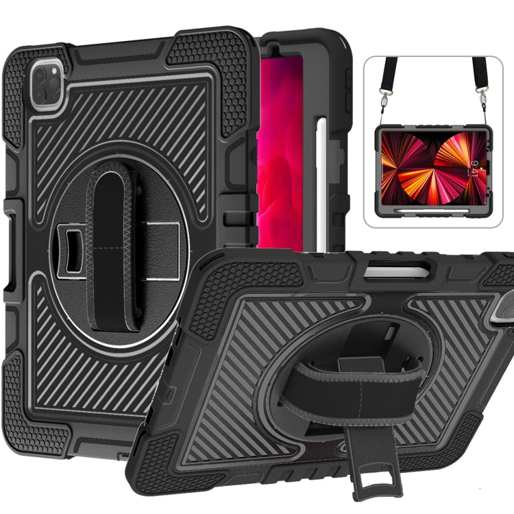 360 Degree Rotation Contrast Color Shockproof Silicone + PC Case with Holder & Hand Grip Strap & ...