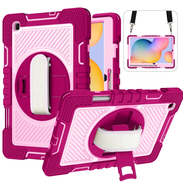 360 Degree Rotation Contrast Color Shockproof Silicone + PC Case with Holder & Hand Grip Strap & ...