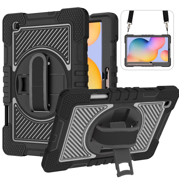 360 Degree Rotation Contrast Color Shockproof Silicone + PC Case with Holder & Hand Grip Strap & ...