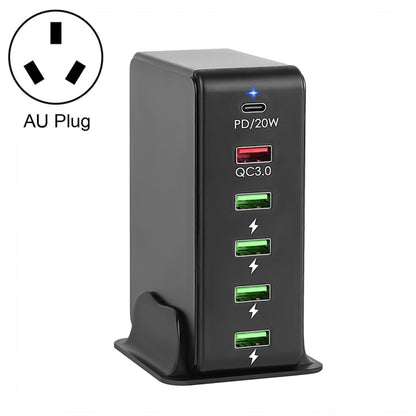 6 in 1 65W PD USB-C / Type-C + QC 3.0 USB + 4 USB Multi-port Travel Charger,, US Plug, EU Plug���...