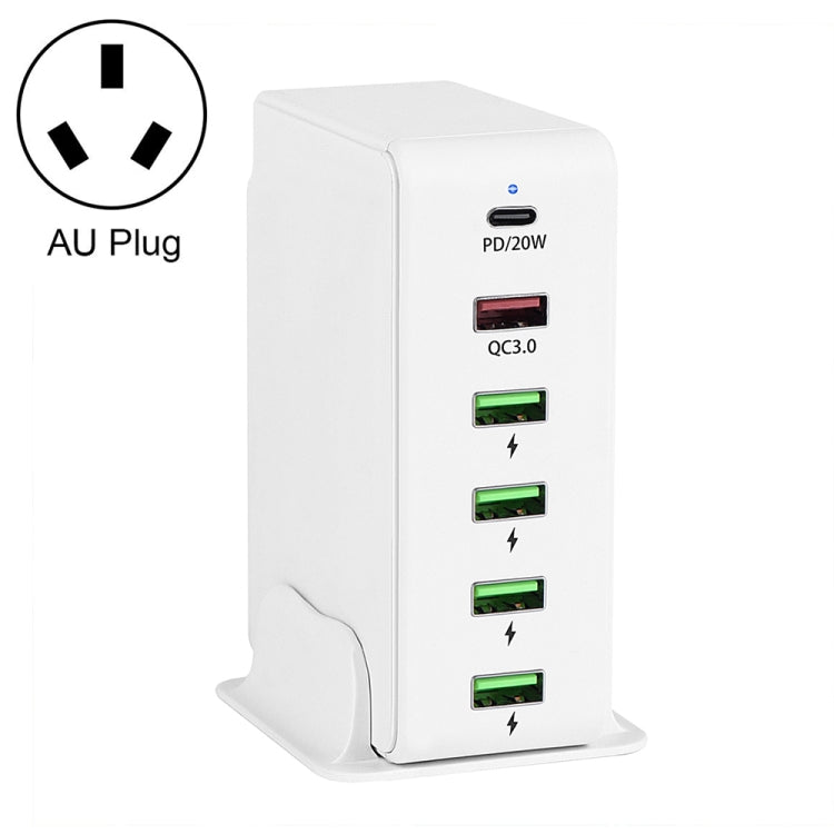 6 in 1 65W PD USB-C / Type-C + QC 3.0 USB + 4 USB Multi-port Travel Charger,, US Plug, EU Plug���...