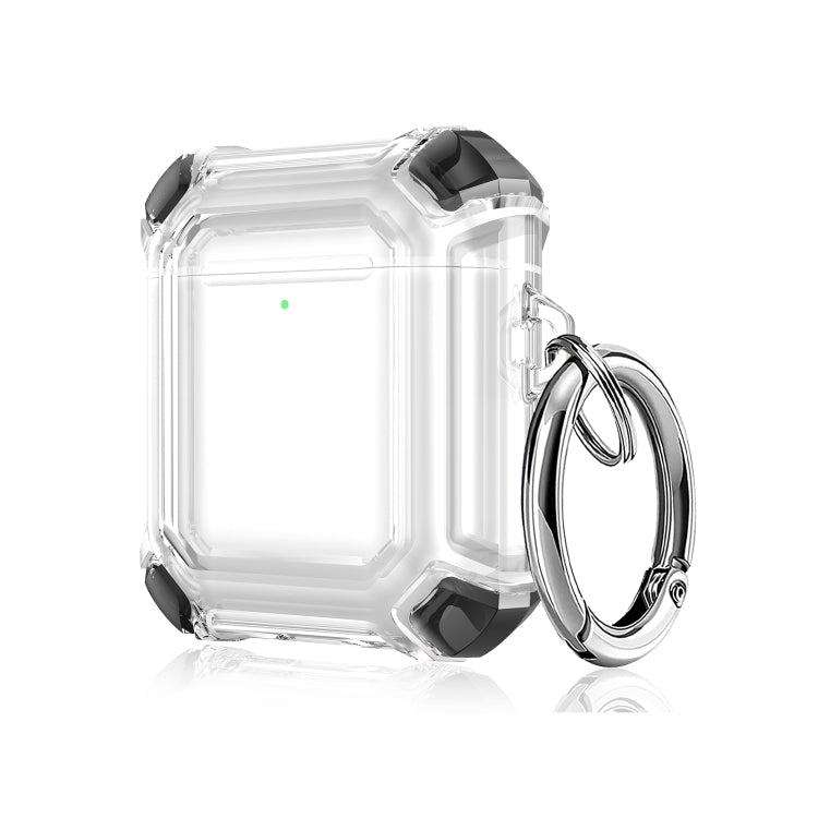 Four Corners Anti-fall Wireless Earphone Dual-color PC Protective Case with Hook, For AirPods 1/2...