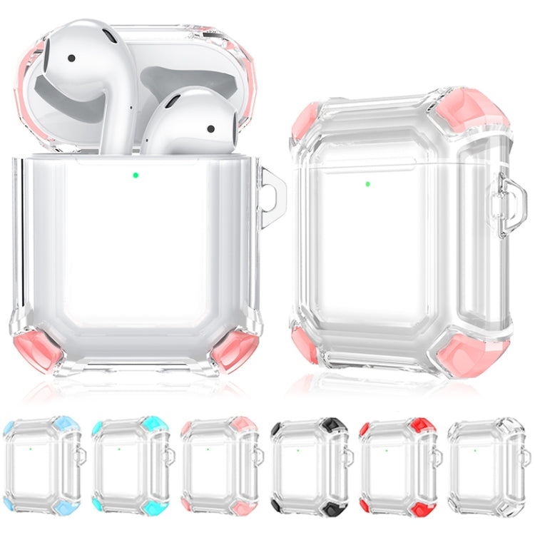 Four Corners Anti-fall Wireless Earphone Dual-color PC Protective Case with Hook, For AirPods 1/2...