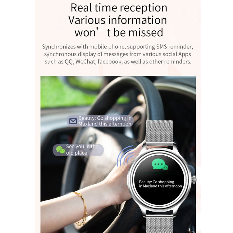 ZX10 1.09 inch HD Color Screen Bluetooth 5.0 IP68 Waterproof Women Smart Watch, Support Sleep Mon...
