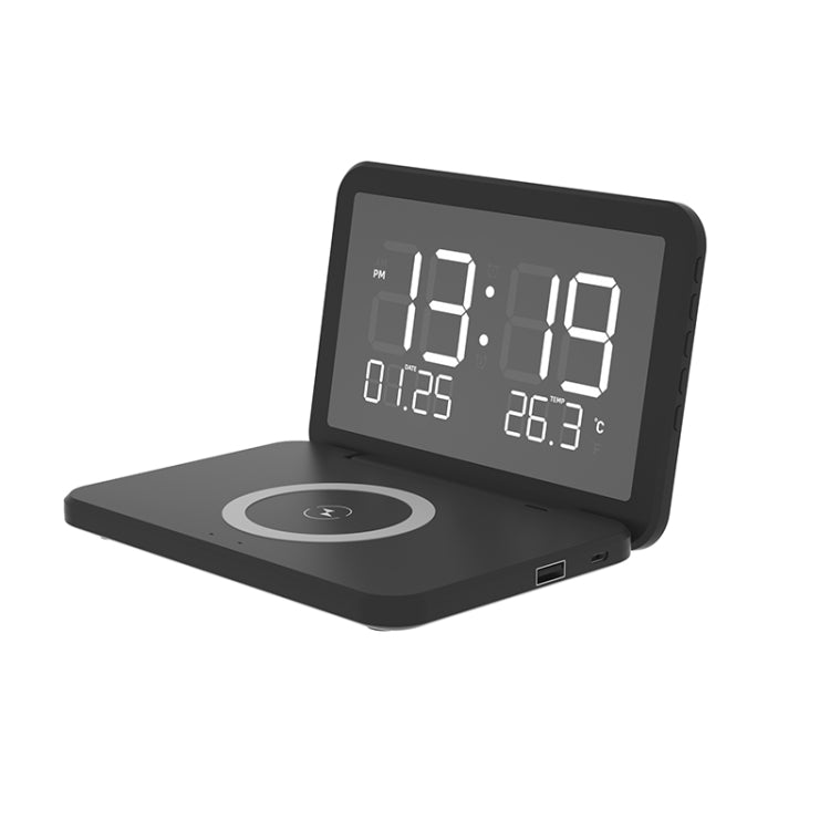 SY-118 15W Foldable Mirror Surface Perpetual Desk Calendar Clock Wireless Charger with Alarm Cloc...