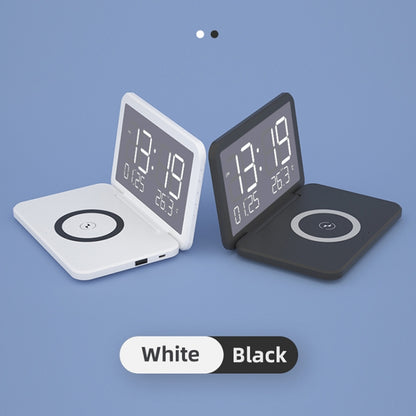 SY-118 15W Foldable Mirror Surface Perpetual Desk Calendar Clock Wireless Charger with Alarm Cloc...