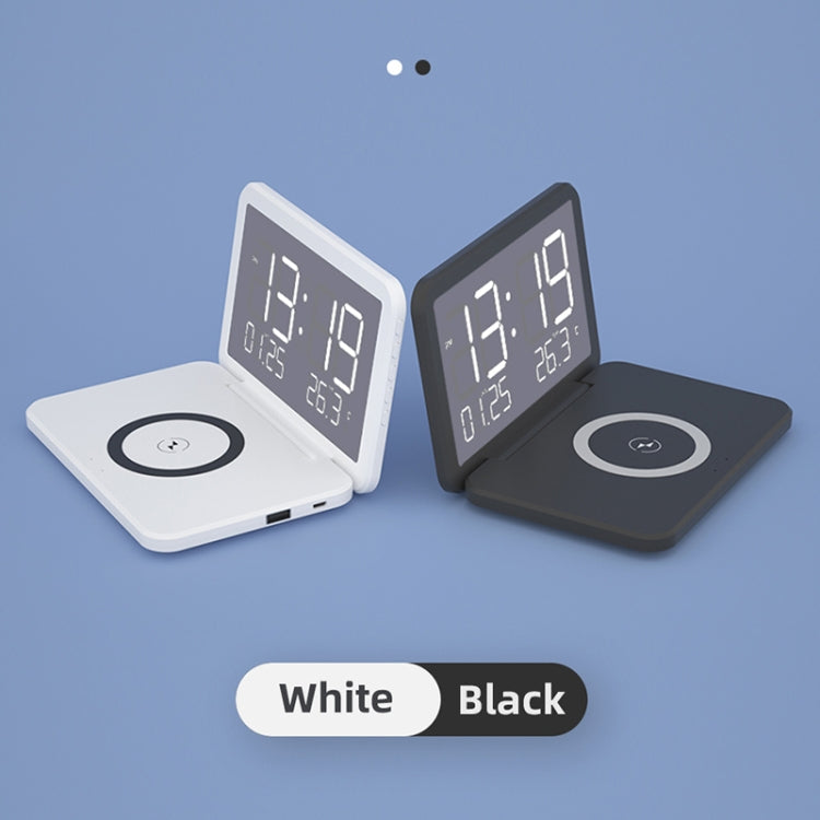 SY-118 15W Foldable Mirror Surface Perpetual Desk Calendar Clock Wireless Charger with Alarm Cloc...