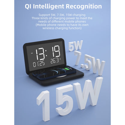 SY-118 15W Foldable Mirror Surface Perpetual Desk Calendar Clock Wireless Charger with Alarm Cloc...