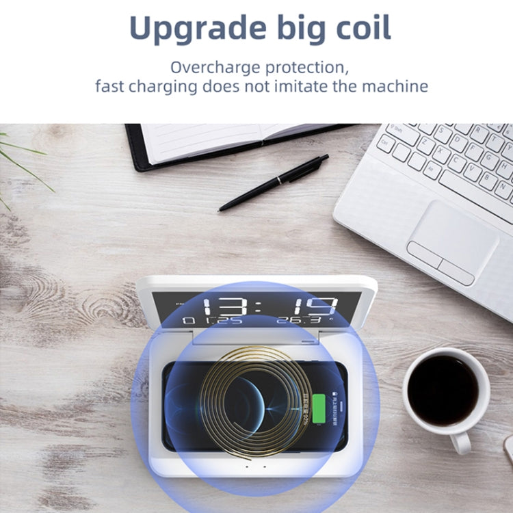 SY-118 15W Foldable Mirror Surface Perpetual Desk Calendar Clock Wireless Charger with Alarm Cloc...