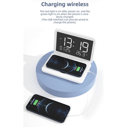 SY-118 15W Foldable Mirror Surface Perpetual Desk Calendar Clock Wireless Charger with Alarm Cloc...