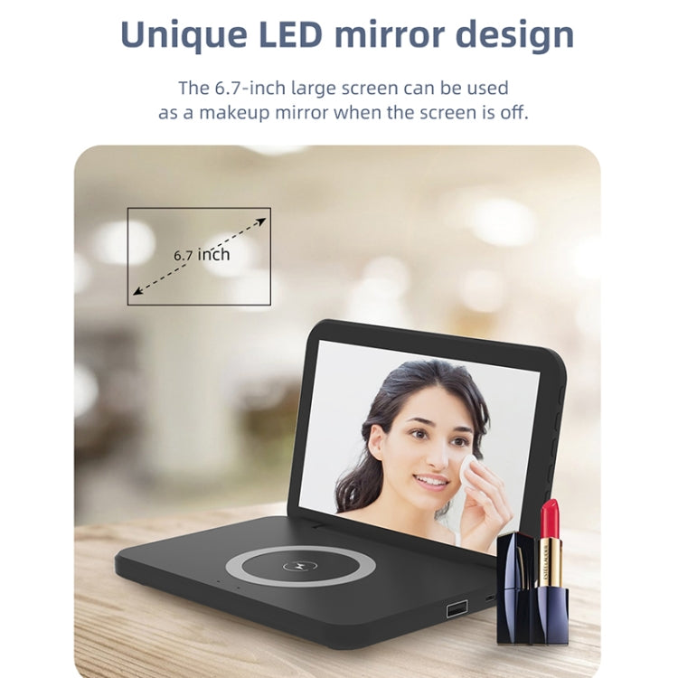 SY-118 15W Foldable Mirror Surface Perpetual Desk Calendar Clock Wireless Charger with Alarm Cloc...