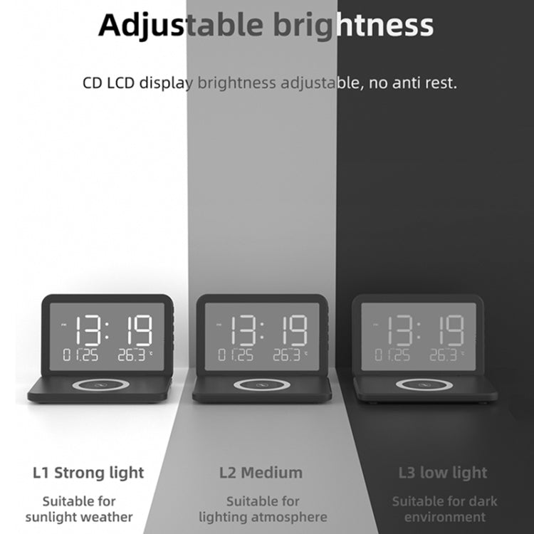 SY-118 15W Foldable Mirror Surface Perpetual Desk Calendar Clock Wireless Charger with Alarm Cloc...