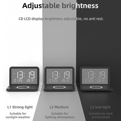 SY-118 15W Foldable Mirror Surface Perpetual Desk Calendar Clock Wireless Charger with Alarm Cloc...
