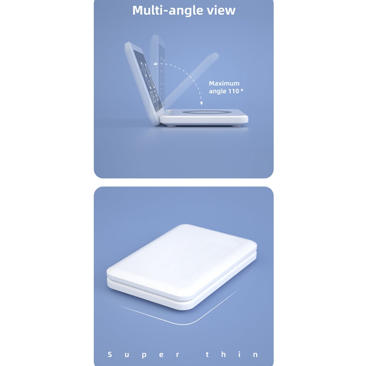 SY-118 15W Foldable Mirror Surface Perpetual Desk Calendar Clock Wireless Charger with Alarm Cloc...