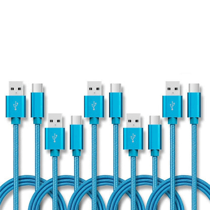 5 PCS USB to USB-C / Type-C Nylon Braided Charging Data Transmission Cable, 1m, 2m, 3m