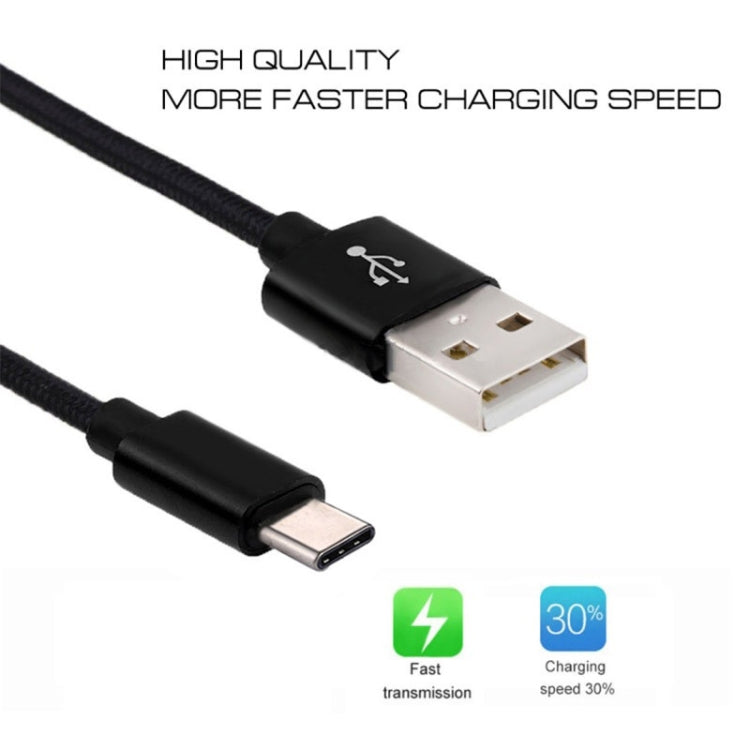5 PCS USB to USB-C / Type-C Nylon Braided Charging Data Transmission Cable, 1m, 2m, 3m