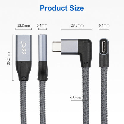 100W USB-C / Type-C Elbow Male to USB-C / Type-C Female Full-function Data Extension Cable, 0.2m�...