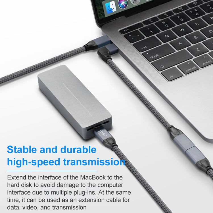 100W USB-C / Type-C Elbow Male to USB-C / Type-C Female Full-function Data Extension Cable, 0.2m�...