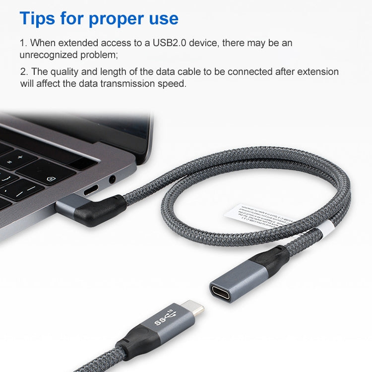 100W USB-C / Type-C Elbow Male to USB-C / Type-C Female Full-function Data Extension Cable, 0.2m�...