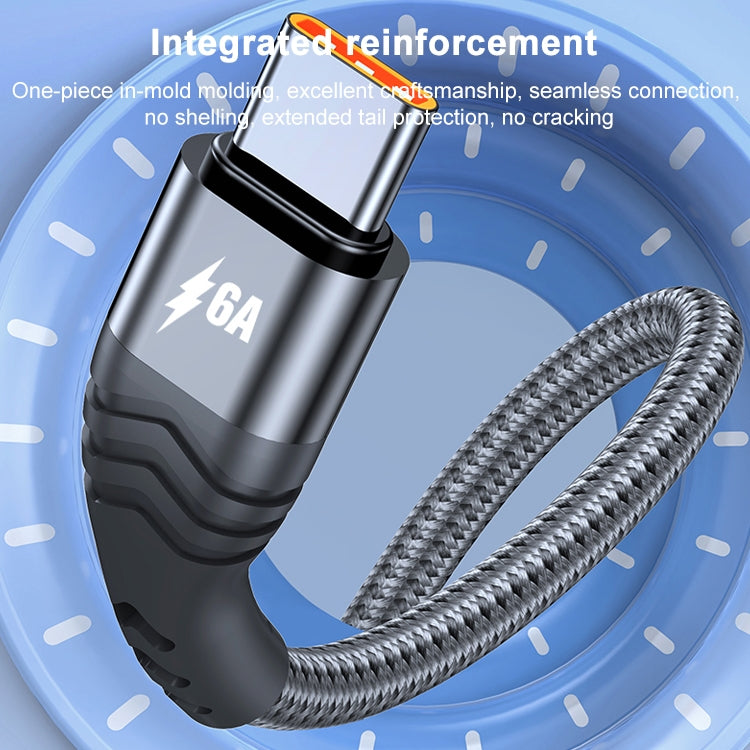 ADC-005 6A USB to USB-C / Type-C Weave Fast Charging Data Cable, 1m, 2m