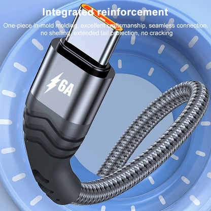 ADC-005 6A USB to USB-C / Type-C Weave Fast Charging Data Cable, 1m, 2m