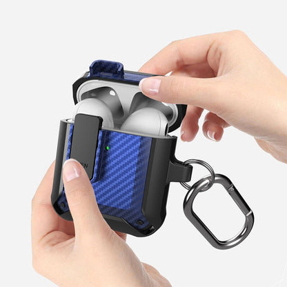 Wireless Earphones Shockproof Bumblebee Carbon Fiber Protective Case with Switch, For AirPods 1/2...