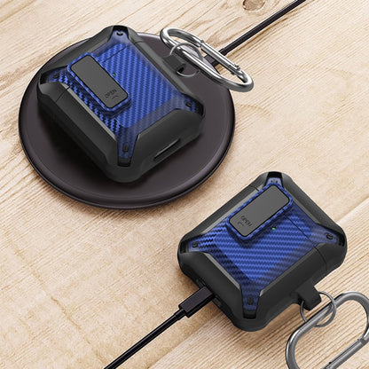 Wireless Earphones Shockproof Bumblebee Carbon Fiber Protective Case with Switch, For AirPods 1/2...