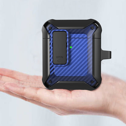 Wireless Earphones Shockproof Bumblebee Carbon Fiber Protective Case with Switch, For AirPods 1/2...