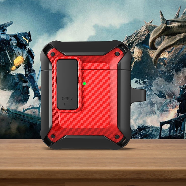 Wireless Earphones Shockproof Bumblebee Carbon Fiber Protective Case with Switch, For AirPods 1/2...