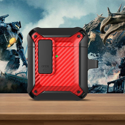 Wireless Earphones Shockproof Bumblebee Carbon Fiber Protective Case with Switch, For AirPods 1/2...