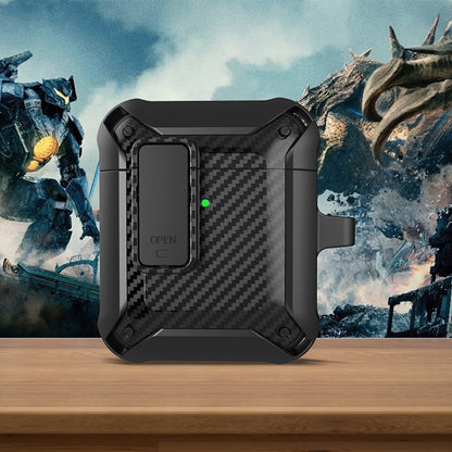 Wireless Earphones Shockproof Bumblebee Carbon Fiber Protective Case with Switch, For AirPods 1/2...