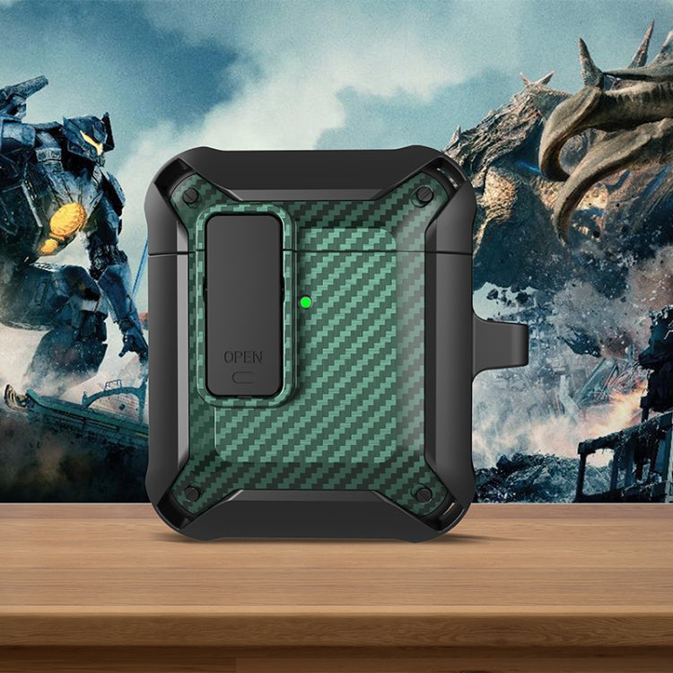 Wireless Earphones Shockproof Bumblebee Carbon Fiber Protective Case with Switch, For AirPods 1/2...