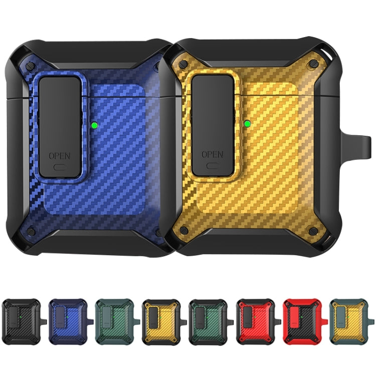 Wireless Earphones Shockproof Bumblebee Carbon Fiber Protective Case with Switch, For AirPods 1/2...