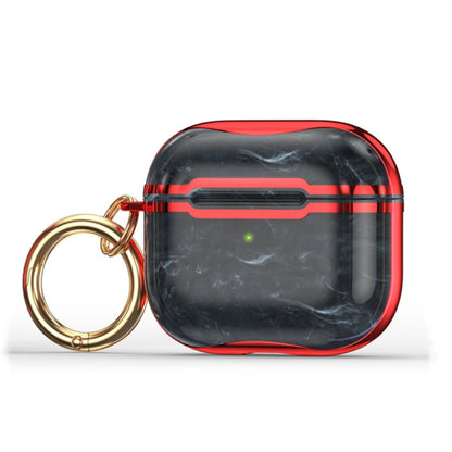 Marble Texture Electroplating Frame Earphone Protective Case with Hook, For AirPods 3