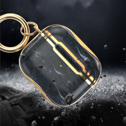 Marble Texture Electroplating Frame Earphone Protective Case with Hook, For AirPods 3