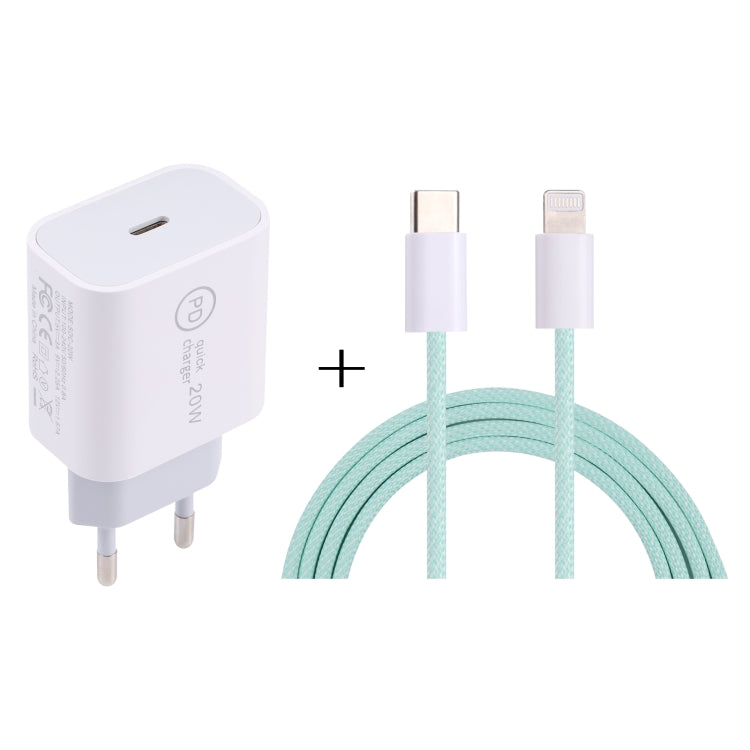 SDC-20W PD USB-C / Type-C Travel Charger + 1m 12W USB-C / Type-C to 8 Pin Data Cable Set,, EU Plu...