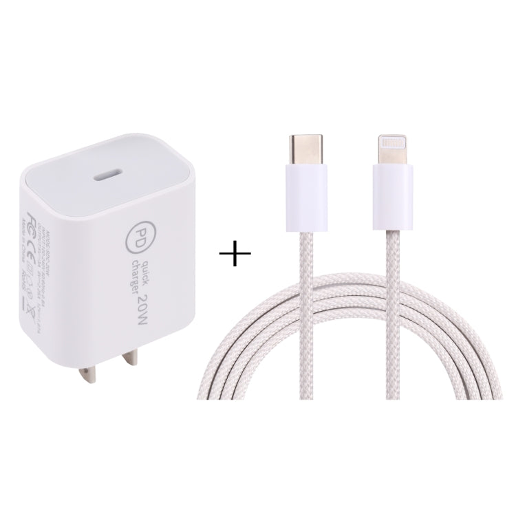 SDC-20W PD USB-C / Type-C Travel Charger + 1m 12W USB-C / Type-C to 8 Pin Data Cable Set,, EU Plu...
