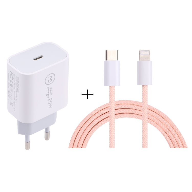 SDC-20W PD USB-C / Type-C Travel Charger + 1m 20W USB-C / Type-C to 8 Pin Data Cable Set,, EU Plu...