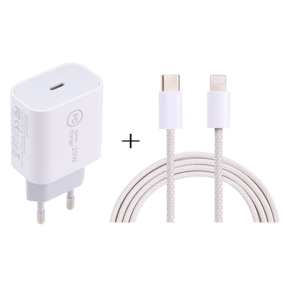 SDC-20W PD USB-C / Type-C Travel Charger + 1m 20W USB-C / Type-C to 8 Pin Data Cable Set,, EU Plu...
