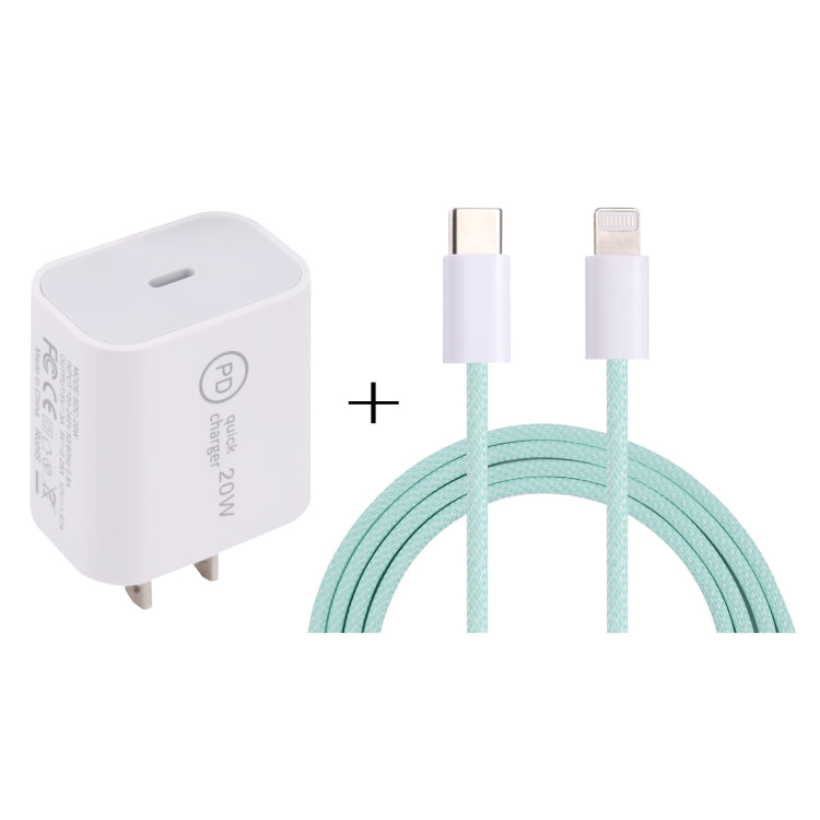 SDC-20W PD USB-C / Type-C Travel Charger + 1m 20W USB-C / Type-C to 8 Pin Data Cable Set,, EU Plu...