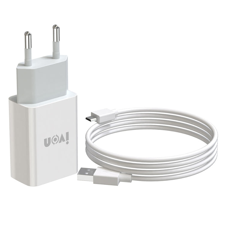 IVON AD-33 2 in 1 2.1A Single USB Port Travel Charger + 1m USB to Micro USB Data Cable Set,, EU P...