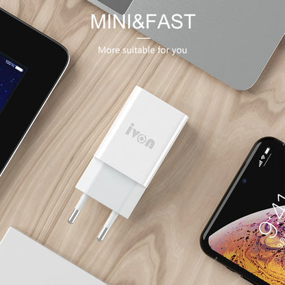 IVON AD-33 2 in 1 2.1A Single USB Port Travel Charger + 1m USB to Micro USB Data Cable Set,, EU P...