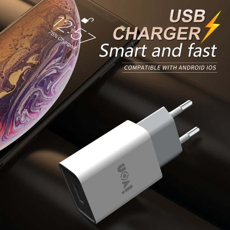 IVON AD-33 2 in 1 2.1A Single USB Port Travel Charger + 1m USB to USB-C / Type-C Data Cable Set,�...