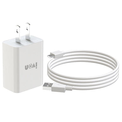 IVON AD-33 2 in 1 2.1A Single USB Port Travel Charger + 1m USB to USB-C / Type-C Data Cable Set,�...