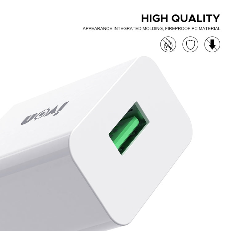 IVON AD-35 2 in 1 18W QC3.0 USB Port Travel Charger + 1m USB to Micro USB Data Cable Set,, EU Plu...