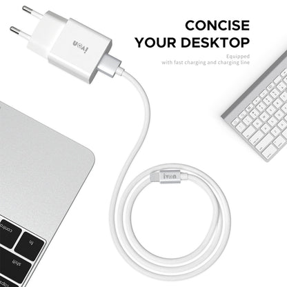 IVON AD-35 2 in 1 18W QC3.0 USB Port Travel Charger + 1m USB to Micro USB Data Cable Set,, EU Plu...