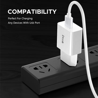 IVON AD-35 2 in 1 18W QC3.0 USB Port Travel Charger + 1m USB to Micro USB Data Cable Set,, EU Plu...