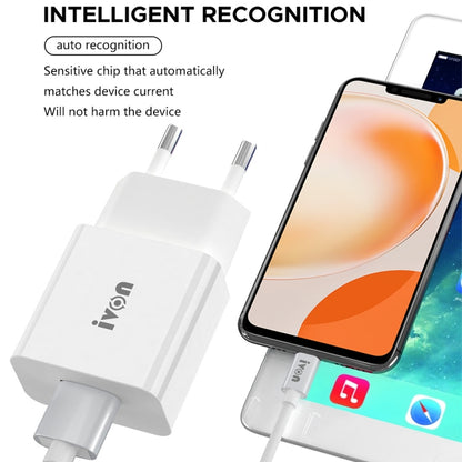 IVON AD-35 2 in 1 18W QC3.0 USB Port Travel Charger + 1m USB to USB-C / Type-C Data Cable Set,���...
