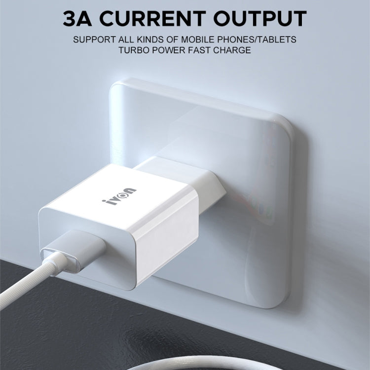 IVON AD-35 2 in 1 18W QC3.0 USB Port Travel Charger + 1m USB to USB-C / Type-C Data Cable Set,���...